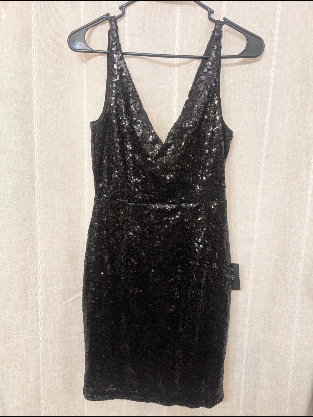 Lulu's Black Sequin Cowl Neck Mini Dress